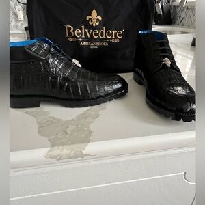 Black Belvedere Gallardo Crocodile  Men's Shoes